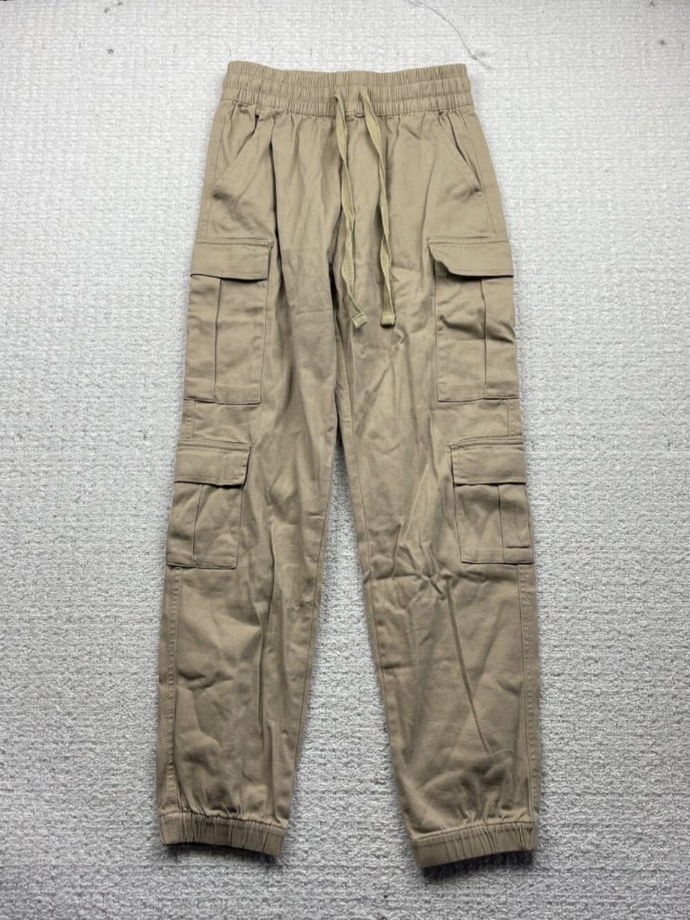 Y2K Refuge Beige Cargo Tech Jogger Tan Women's Size S Elastic Waist Stretch